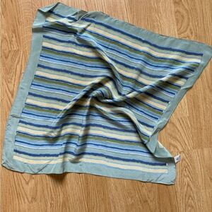Striped Silk Scarf in Blue and Yellow